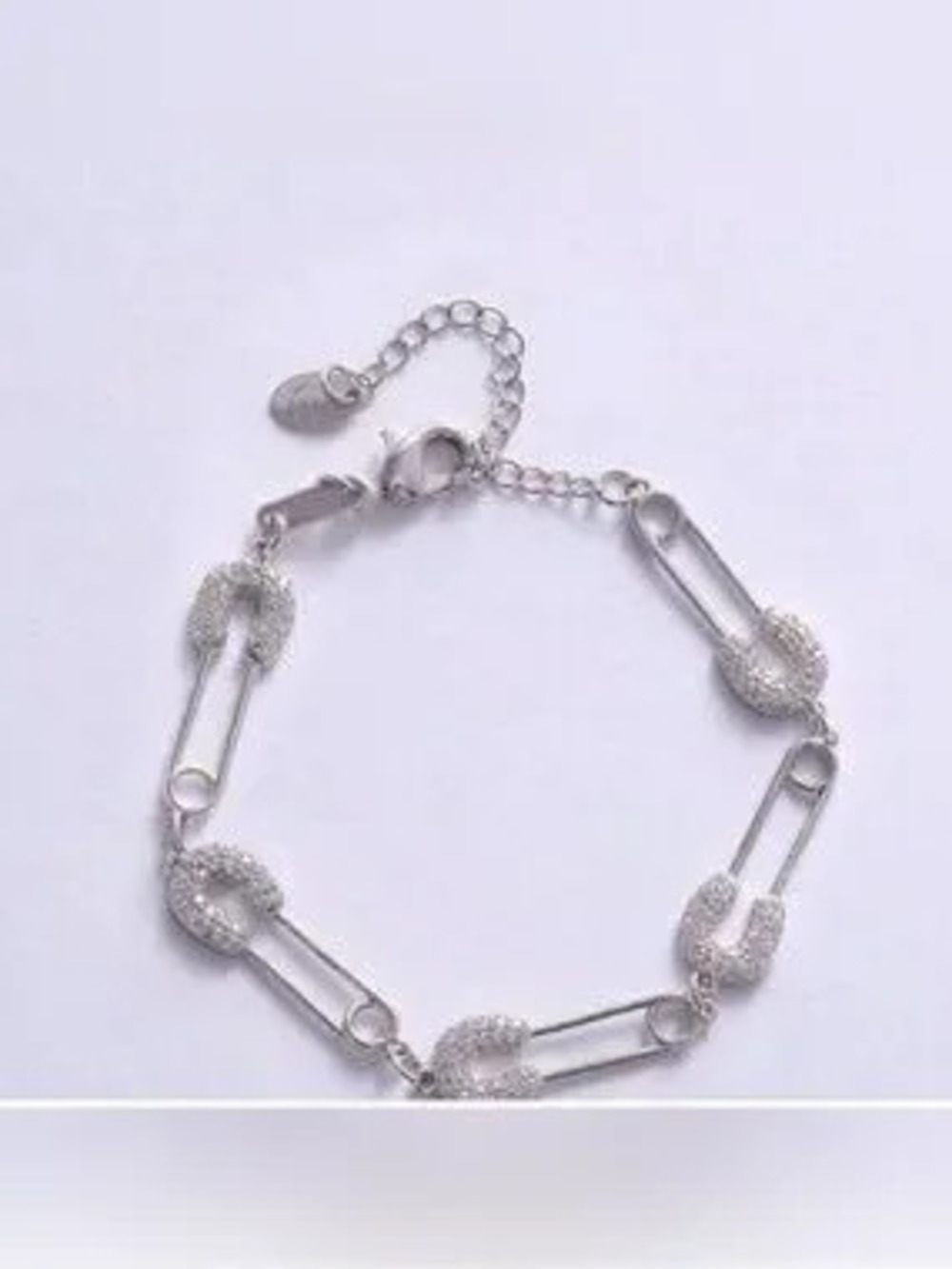 Silver Safety Pin Link Bracelet